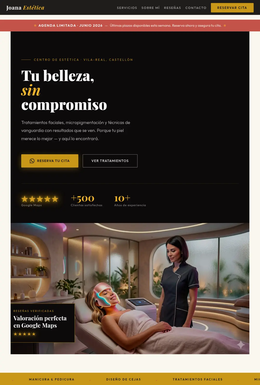 Diseño web Rosalía Salón manicura pedicura Vila-real ejemplo trabajo Ivan Correa Tu SEO Local