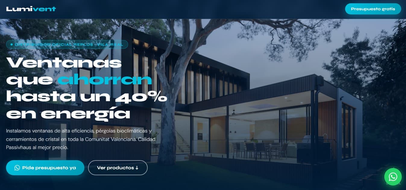 Diseño web profesional Lumivent ventanas cerramientos Comunitat Valenciana ejemplo trabajo Ivan Correa Castellón